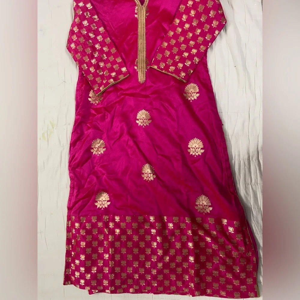 Pure soft silk fuchsia pink kurti!!!! - Picture 3 of 5